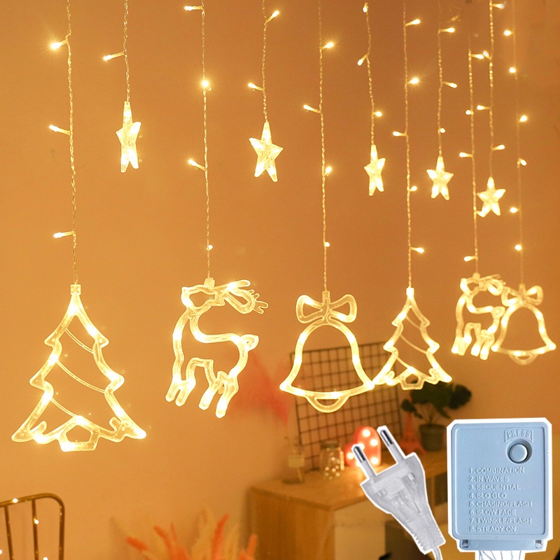 Dây Đèn led 3.6m Hình Ngôi Sao / Chuông Giáng Sinh Trang Trí Trong Nhà / Cây Thông Noel
