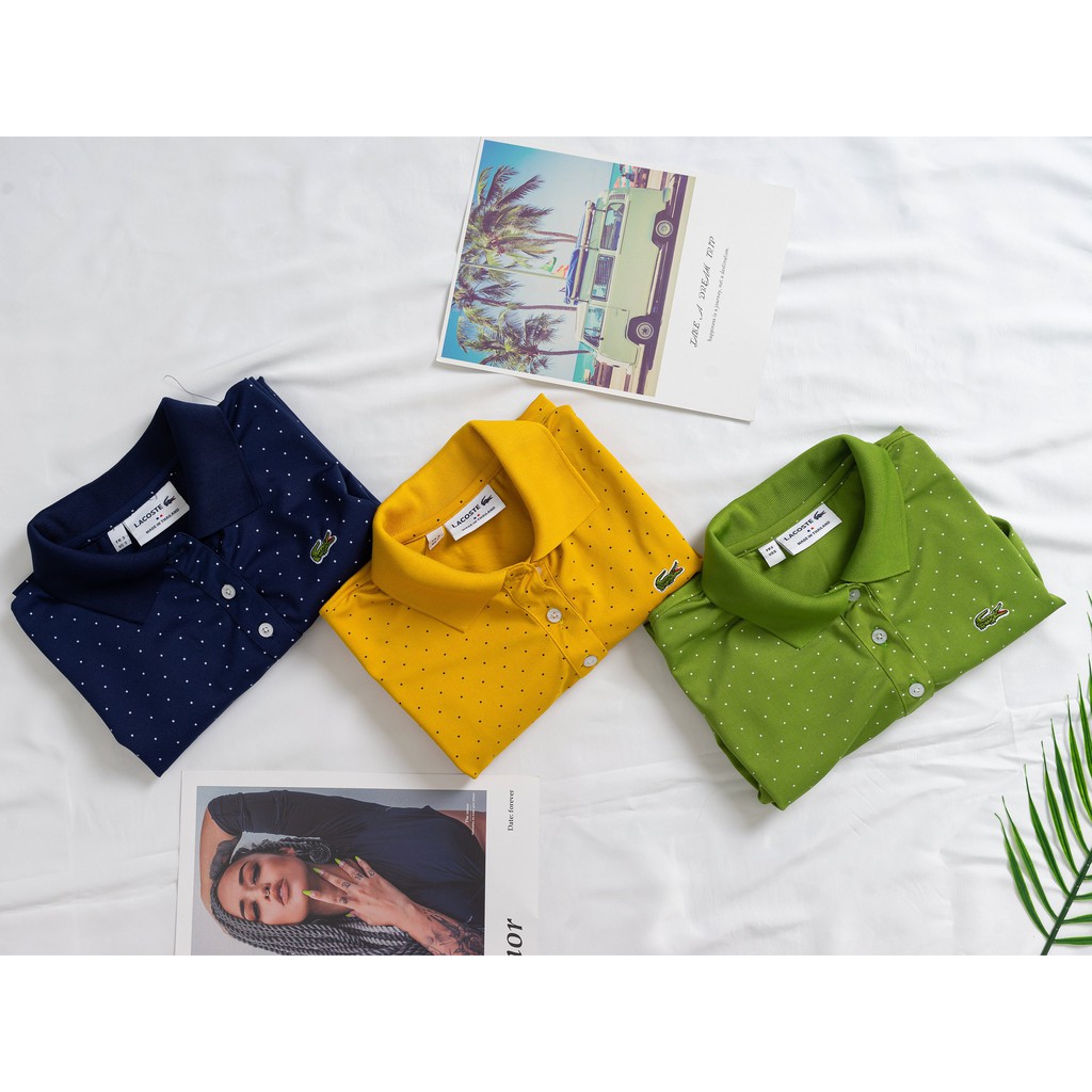 ĐẦM NỮ ÔM DÁNG HỌA TIẾT CHẤM BI THÊU LOGO CÁ SẤU VẢI MỀM MỊN, KHÔNG XÙ LÔNG | BigBuy360 - bigbuy360.vn
