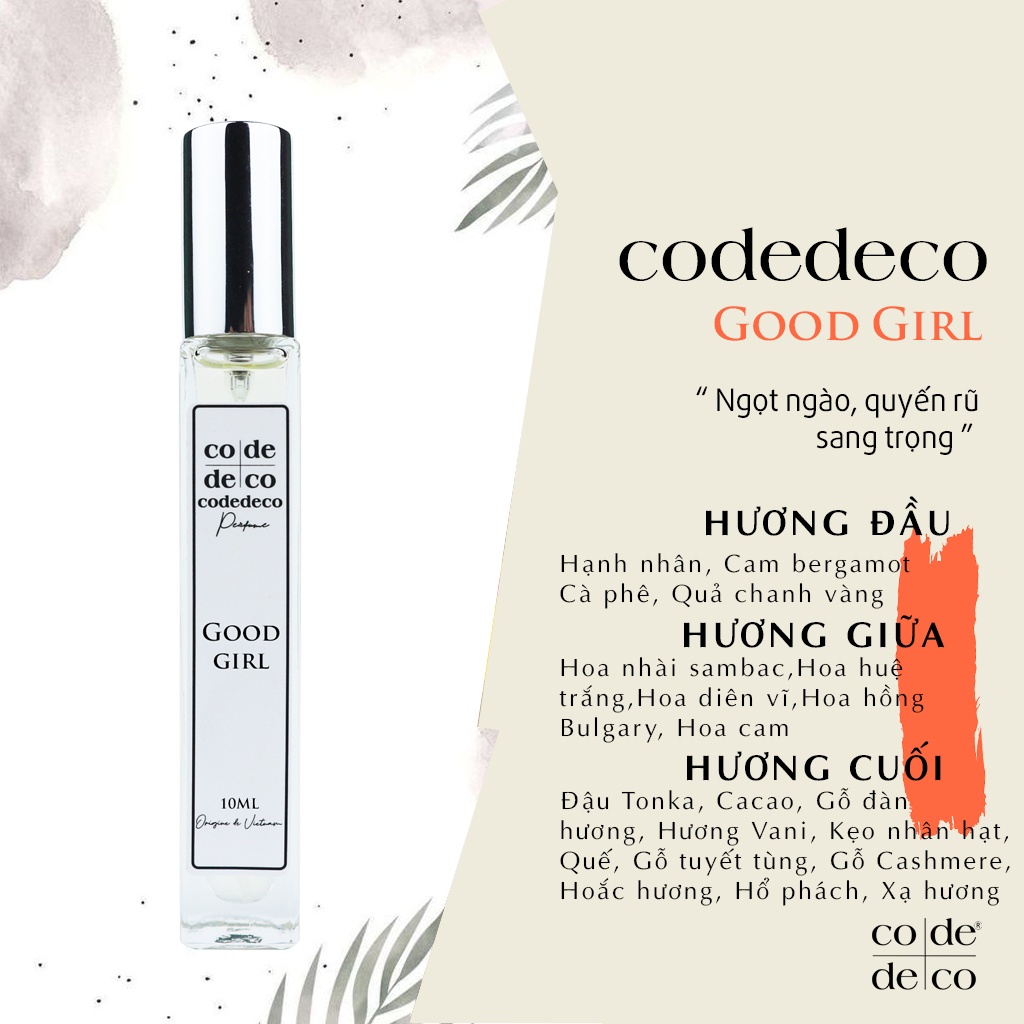 Tinh Dầu Nước Hoa Code Deco Good Girl Cá Tính, Ngọt Ngào, Gợi Cảm 2ml