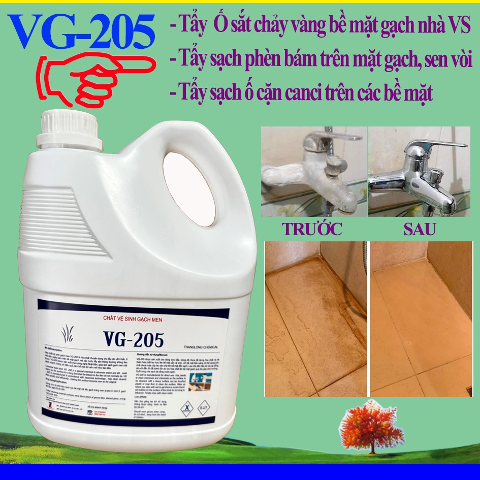 Chất tẩy làm trắng Ron gạch men,nhà vệ sinh,bồn cầu,sen vòi,chậu rửa mặt ố mốc VG205 can 4 lít