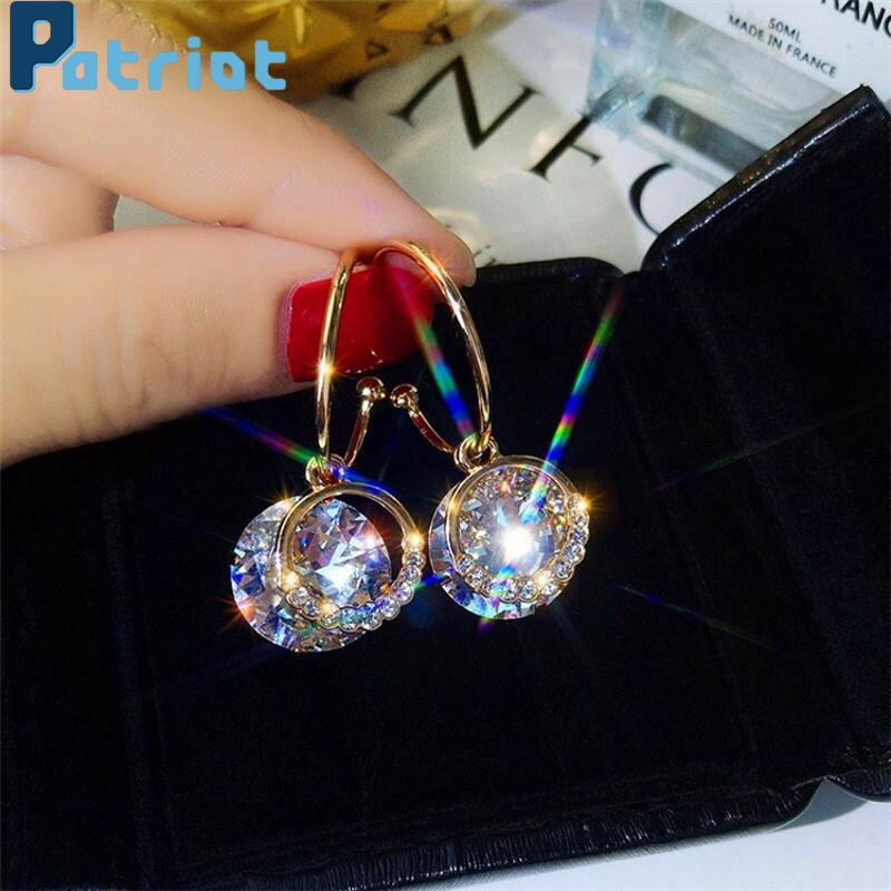 1 Đôi Bông Tai Đính Đá Pha Lê Phong Cách Cổ Điển