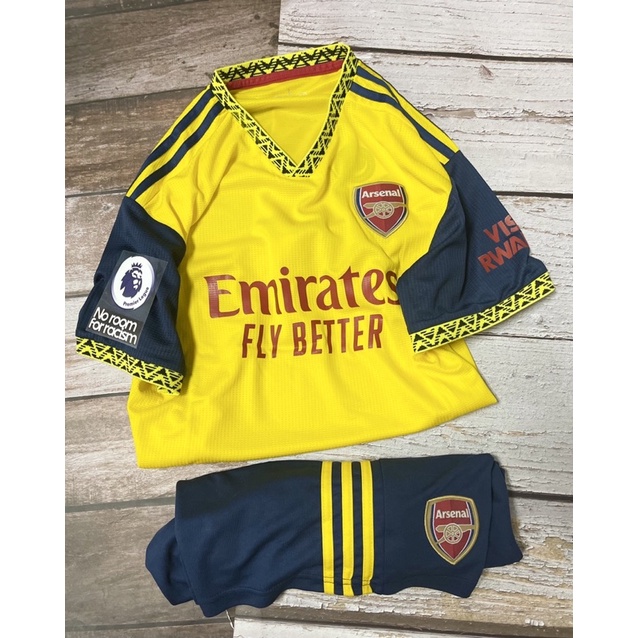 Set Bộ Quần áo thể thao bóng đá nam nữ vải gai thái clb arsenal áo vàng quần xanh than mùa giải 2022 2023
