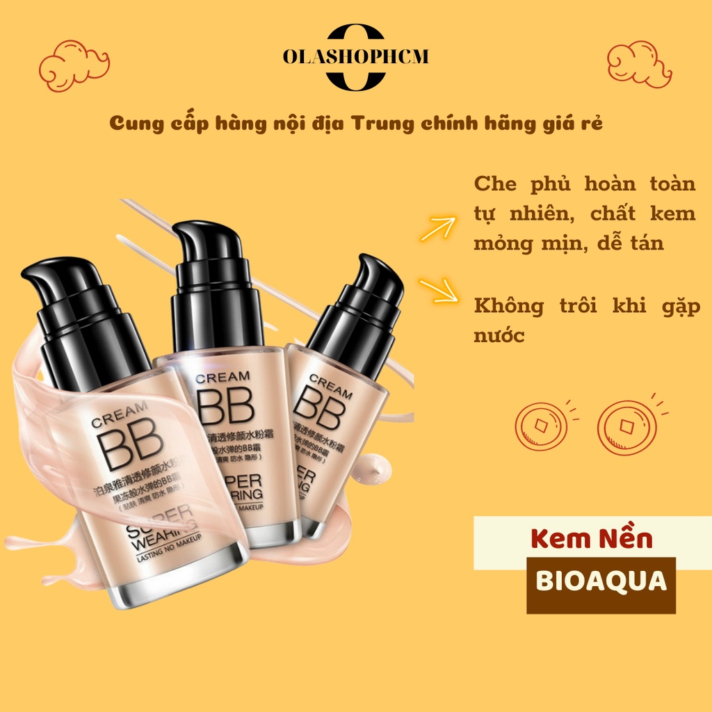 Kem nền BB cream BIOAQUA che khuyết điểm dưỡng ẩm màu tự nhiên mỏng mịn chống nắng không trôi