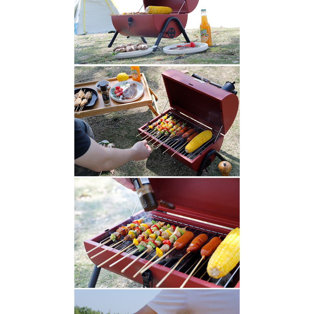 Bếp nướng than cắm trại Oven BBQ lò hun khói