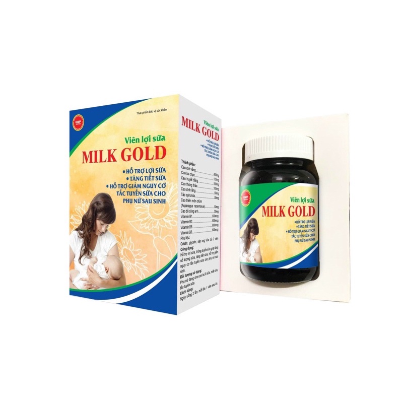 Viên lợi sữa Milk Gold hỗ trợ lợi sữa, giúp tăng tiết sữa, hỗ trợ giảm nguy cơ tắc sữa sau sinh