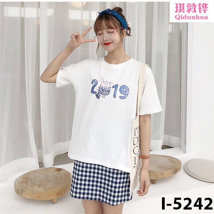 M5242 Áo Phông Unisex In Hình Heo Con 2019