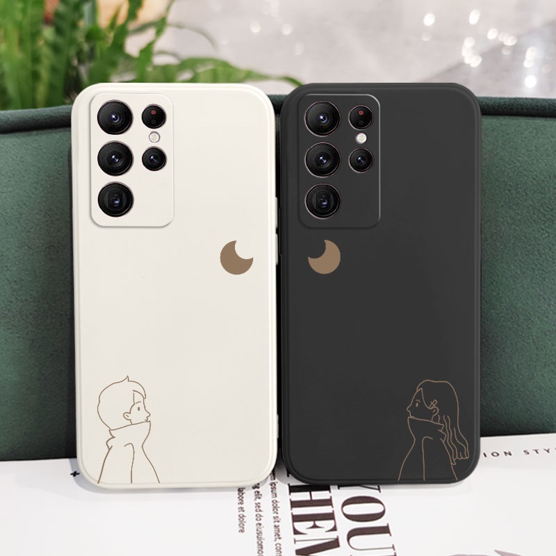 Ôp Điện Thoại Họa Tiết Mặt Trăng Sáng Tạo Cho samsung galaxy s23 s22 fe ultra plus Ốp