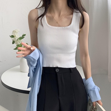 Áo Ống Dệt Kim Không Tay Thiết Kế Mới Mùa Hè Cho Nữ