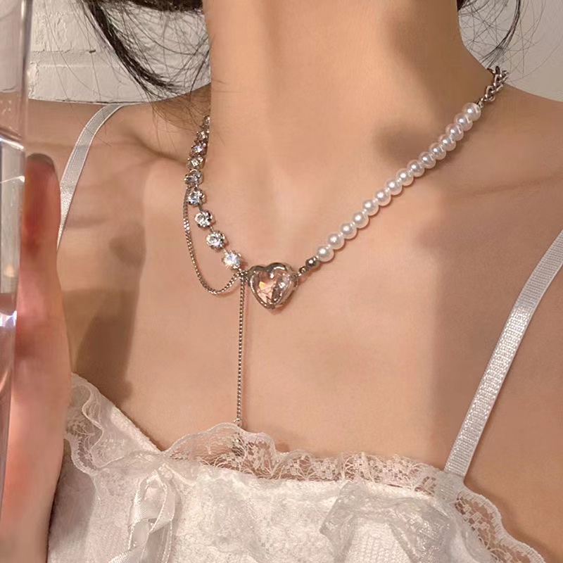 Dây Chuyền Ngọc Trai Mặt Trái Tim Thời Trang