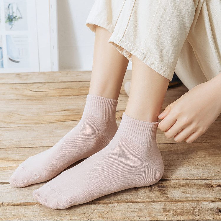 Tất nữ cổ ngắn, vớ nữ cổ ngắn chất liệu cotton gân tăm màu trơn pastel trẻ trung, năng động - The July Concept