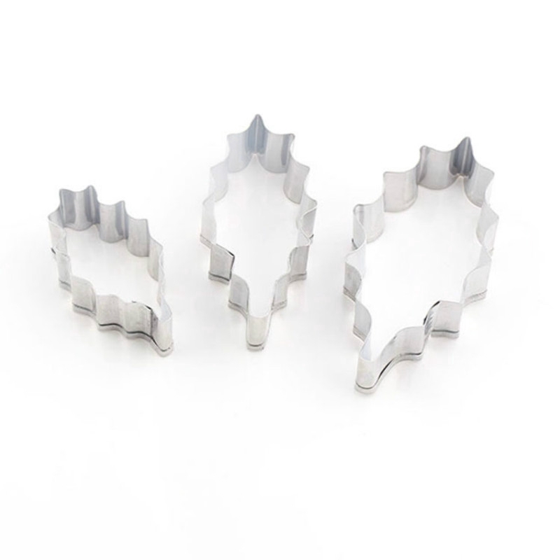 Bộ 3 khuôn inox cắt bánh kẹo hình chiếc lá trang trí bánh đám cưới