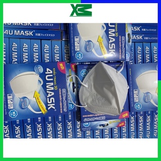 Khẩu trang y tế 4d 4U Mask VD95 4 lớp kháng khuẩn màu trắng lọc mùi bụi, không bí thở, chất lượng cao - Hộp 10 cái