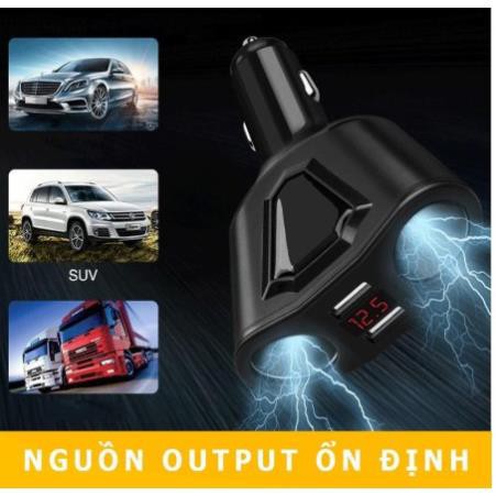 TẨU SẠC Ô TÔ CHIA 2 TẨU 2 USB CÓ MÀN HÌNH HIỂN THỊ ĐIỆN ÁP