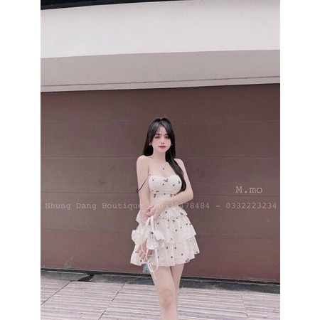 (Sale FreeShip) Đầm nữ đi tiệc,đầm 2 dây hoa nhí thiết kế tầng dễ thương,chất đẹp hàng chuẩn shop,diện đi đâu cũng xinh