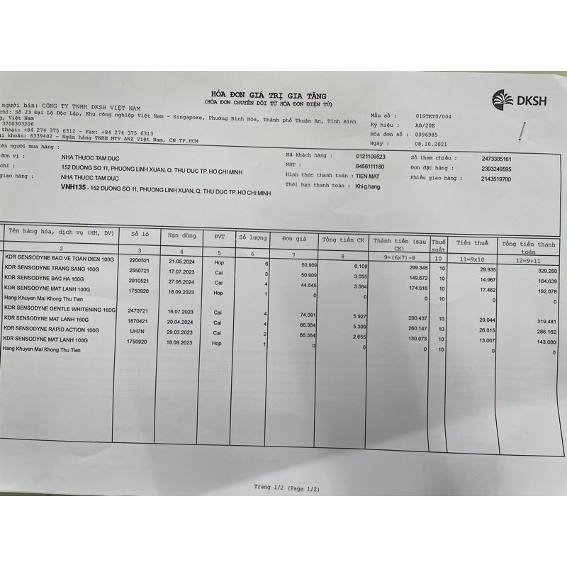 Kem đánh răng Sensodyne Multi Care 100g