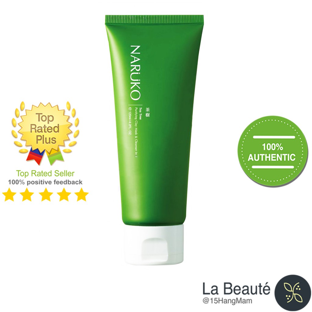 Sữa Rửa Mặt Tràm Trà Giảm Mụn Dạng Bùn - NARUKO Tea Tree Purifying Clay Mask And Cleanser In 1 120ml
