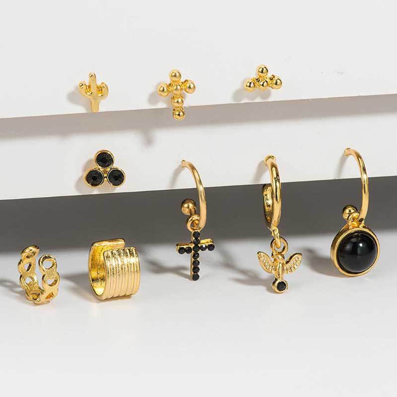 Khuyên Tai Màu Vàng Kim Phong Cách Hiphop Thời Trang