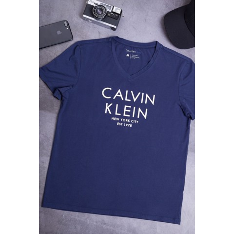 Áo thun nam Calvin Klein - Xanh cổ tim