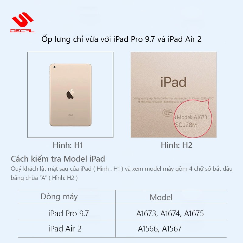 Ốp lưng XUNDD iPad Pro 9.7' / Air 2, Mặt lưng trong, Viền TPU, Chống sốc