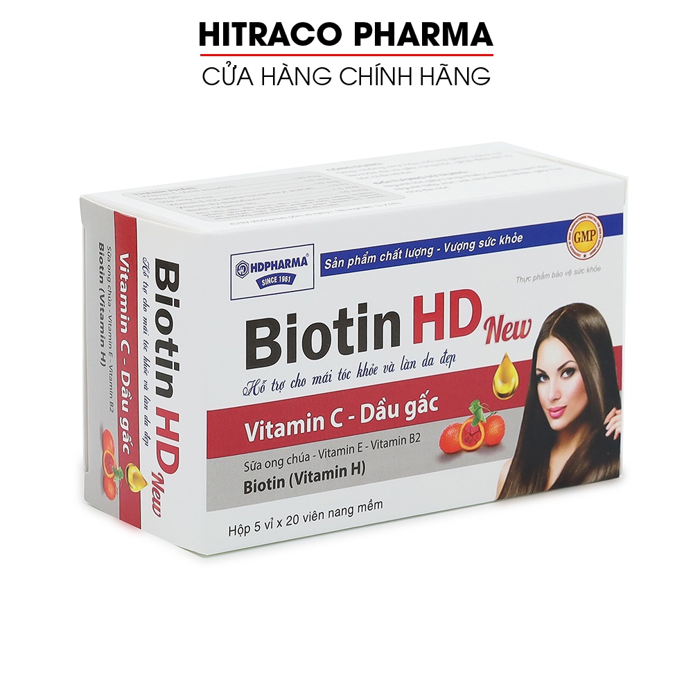 Viên uống Biotin HD cho mái tóc khỏe và làn da sáng - Hộp 100 viên [Biotin HD New]