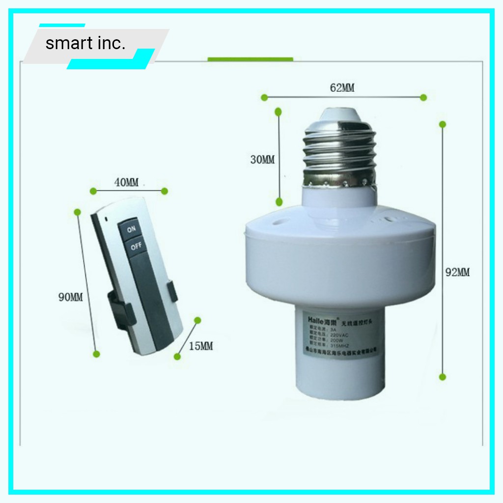 Đuôi Đèn Điều Khiển Từ Xa Có Kèm Remote Chuôi Chuẩn Xoáy E27 Đui Bằng Sóng RF Xuyên Tường Tặng Pin 115g