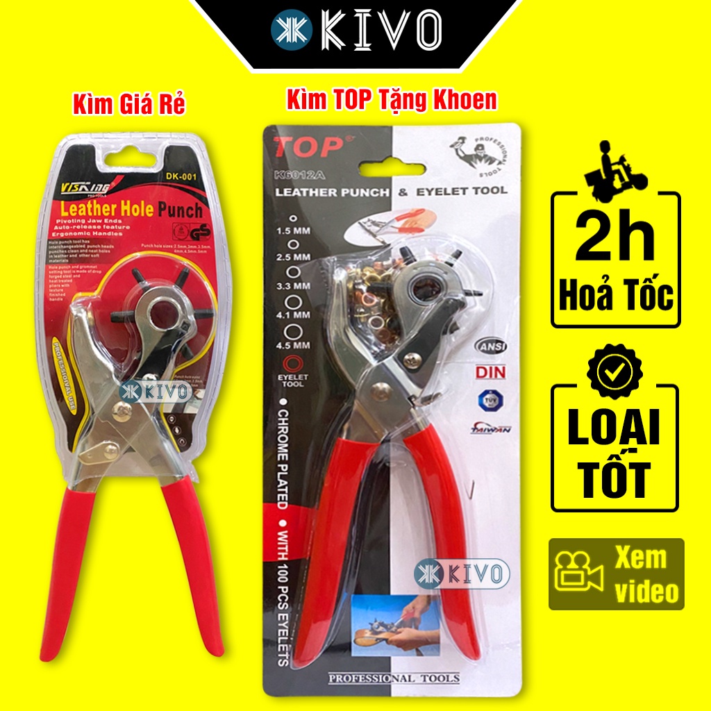 Kìm Bấm Lỗ Thắt Lưng TOP K6012A TẶNG KHOEN - Dụng Cụ Đục Lỗ Quai Đồng Hồ - Kềm Bấm Lỗ Dây Nịt Kivo.