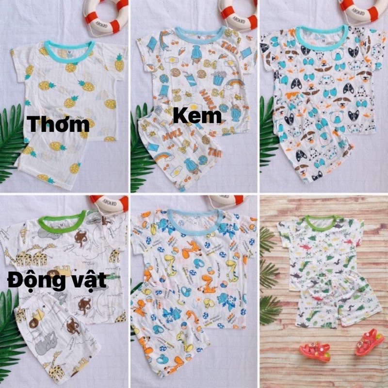 [Chọn mẫu] Bộ cotton giấy cộc tay cho bé trai bé gái