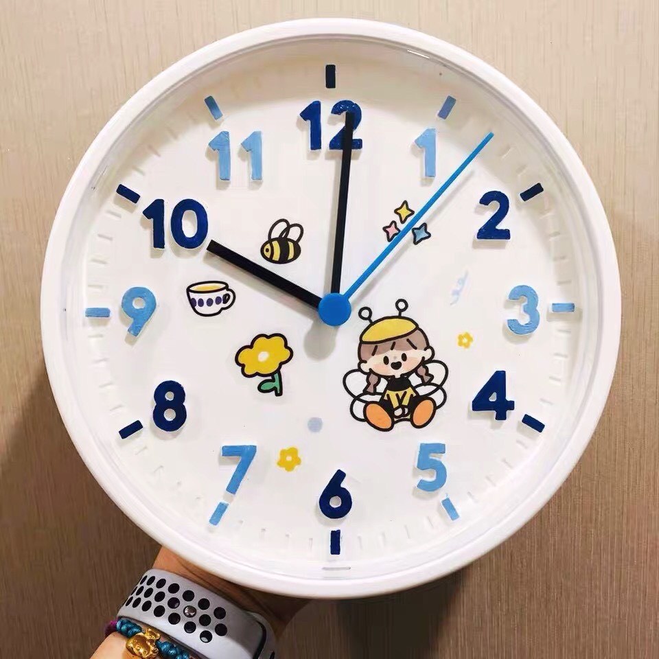 Bộ nguyên liệu tự làm tự sáng tạo đồng hồ treo tường kèm 2 tấm sticker đáng yêu