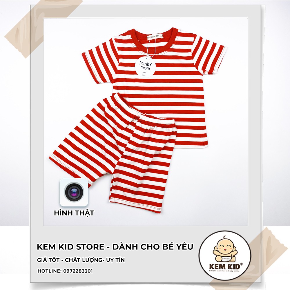 Bộ Minky Mom Cộc sọc Ngang, vải thun cotton lạnh siêu mát, mềm mịn thấm hút mồ hôi cho bé