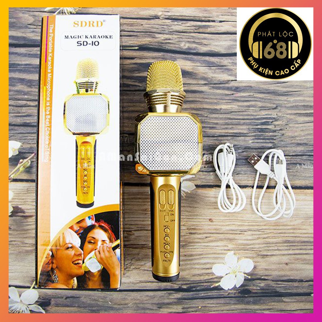 Micro karaoke bluetooth SD-10 Mic hát cầm tay loa không dây