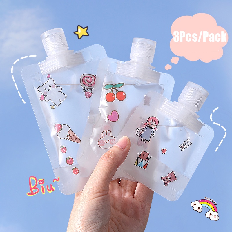 Set 3 Chai Rỗng Mini Trong Suốt 30/50/100ml Dùng Đựng Mỹ Phẩm Du Lịch Tiện Dụng