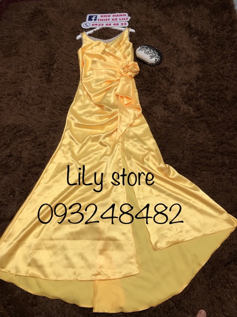 ẢNH VÀ VIDEO THẬT 1000%  Đầm dạ hội hoa eo kèm chuổi ngọc