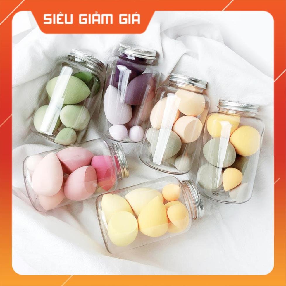 Set 7 mút đánh phấn trang điểm nhiều màu sắc kèm hộp đựng