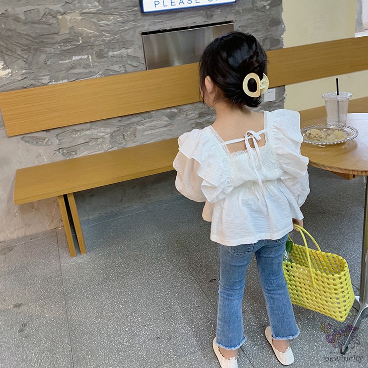 Áo Sơ Mi Dài Tay Phong Cách Hàn Quốc Cho Bé Gái