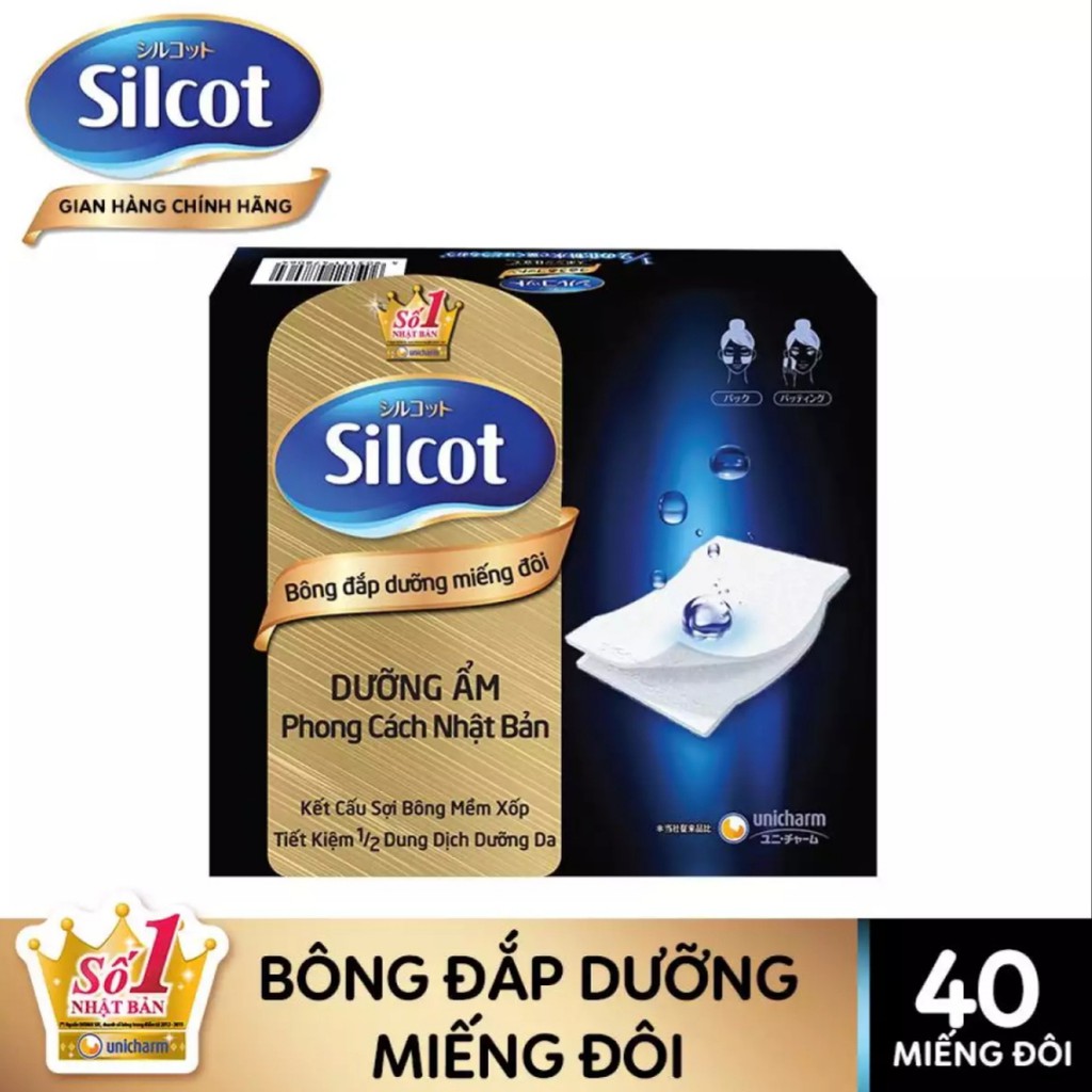 Bông tẩy trang Silcot đắp dưỡng miếng đôi 40 miếng/hộp