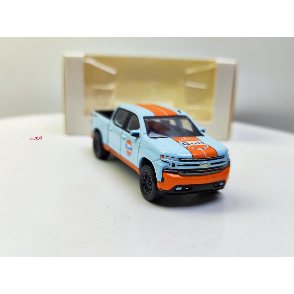 Xe Hơi Chevrolet Pickup Silverado Gulf Bay 2021 Màu Xanh Lá Kèm Hộp Giấy Tinh Tế Tỉ Lệ 1: 64