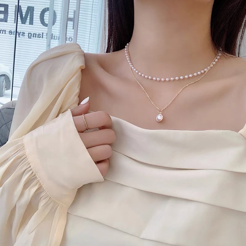 Vòng Cổ Hai Lớp Có Chuỗi Hạt Sang Chảnh Thanh Lịch Cho Các Bạn Nữ