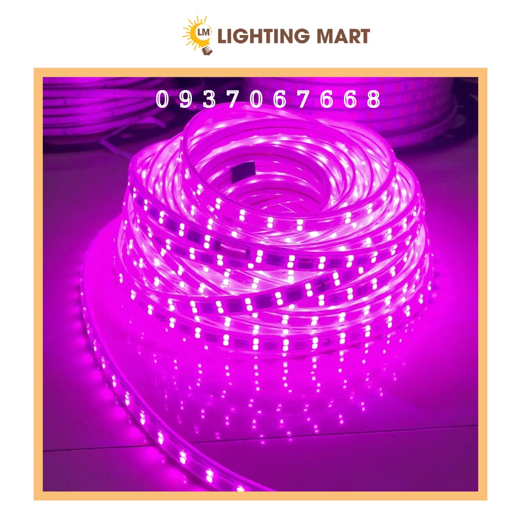 Combo 5M Dây đèn Led đôi 2835 Hồng siêu sáng chống nước + Tặng 01 nguồn dây led