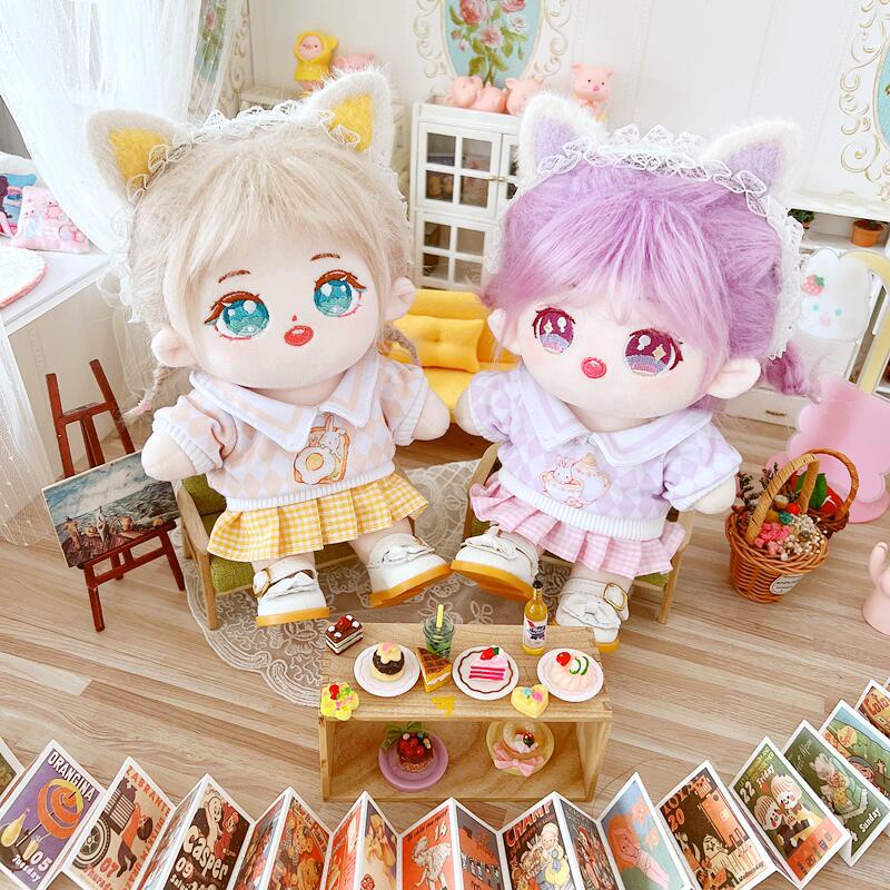 Áo Sweater Cổ Bẻ Vải Cotton Thiết Kế Dễ Thương Cho Búp Bê 20cm