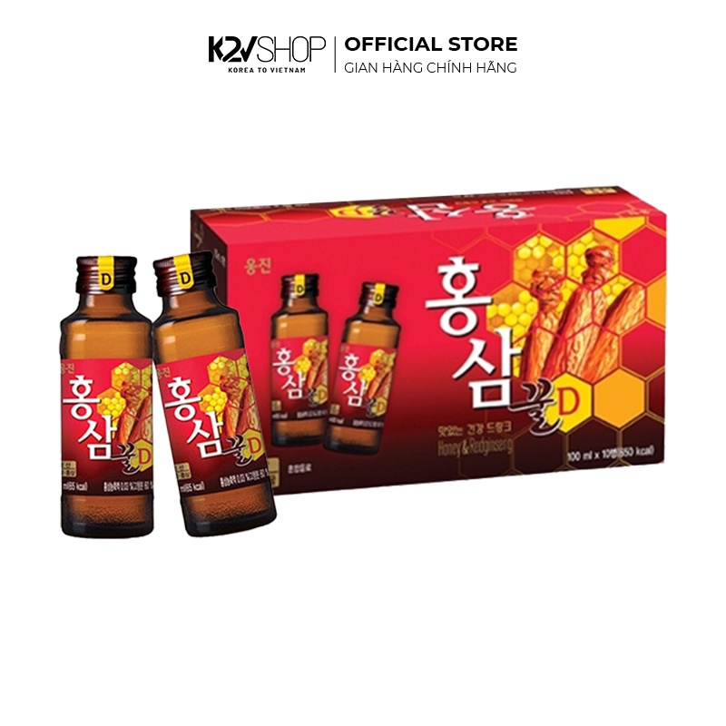 Combo 10 Chai Nước Chỉ Cụ Mật Ong D/ Nước Hồng Sâm Mật Ong D Woongjin 100ml/Chai - K2V Shop
