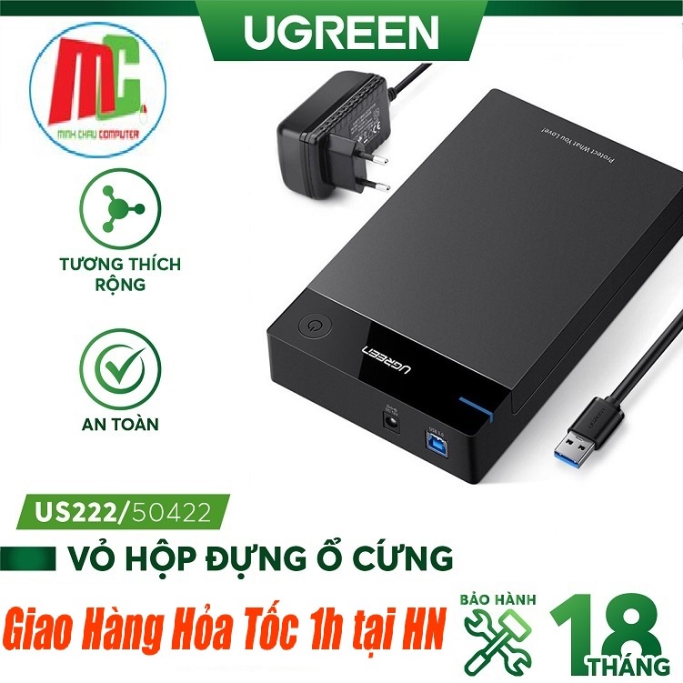 Hộp Đựng Ổ Cứng SATA 3.5/2.5 inch Hỗ Trợ 10TB, USB 3.0 UGREEN 50422 - Hàng chính hãng