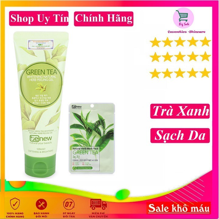 Kem tẩy da chết xóa mụn, trắng da trà xanh BENEW GREEN TEA PEELING GEL Hàn Quốc- 120ml -MỸ PHẨM CHÍNH HÃNG