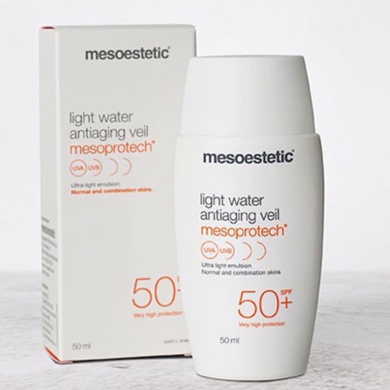 Kem chống nắng Mesoestetic 50+ Light Water và  Mineral Matte