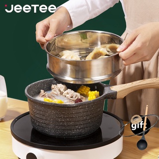 JEETEE 18/20CM màu xám chảo mini đá chống dính bếp từ cái nồi dễ thương thích hợp cho mọi loại bếp