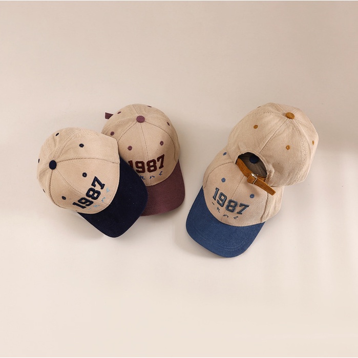 Mũ Lưỡi Trai Thêu Số 1987 Thiết Kế Mới Năng Động Thời Trang Dành Cho Bé
