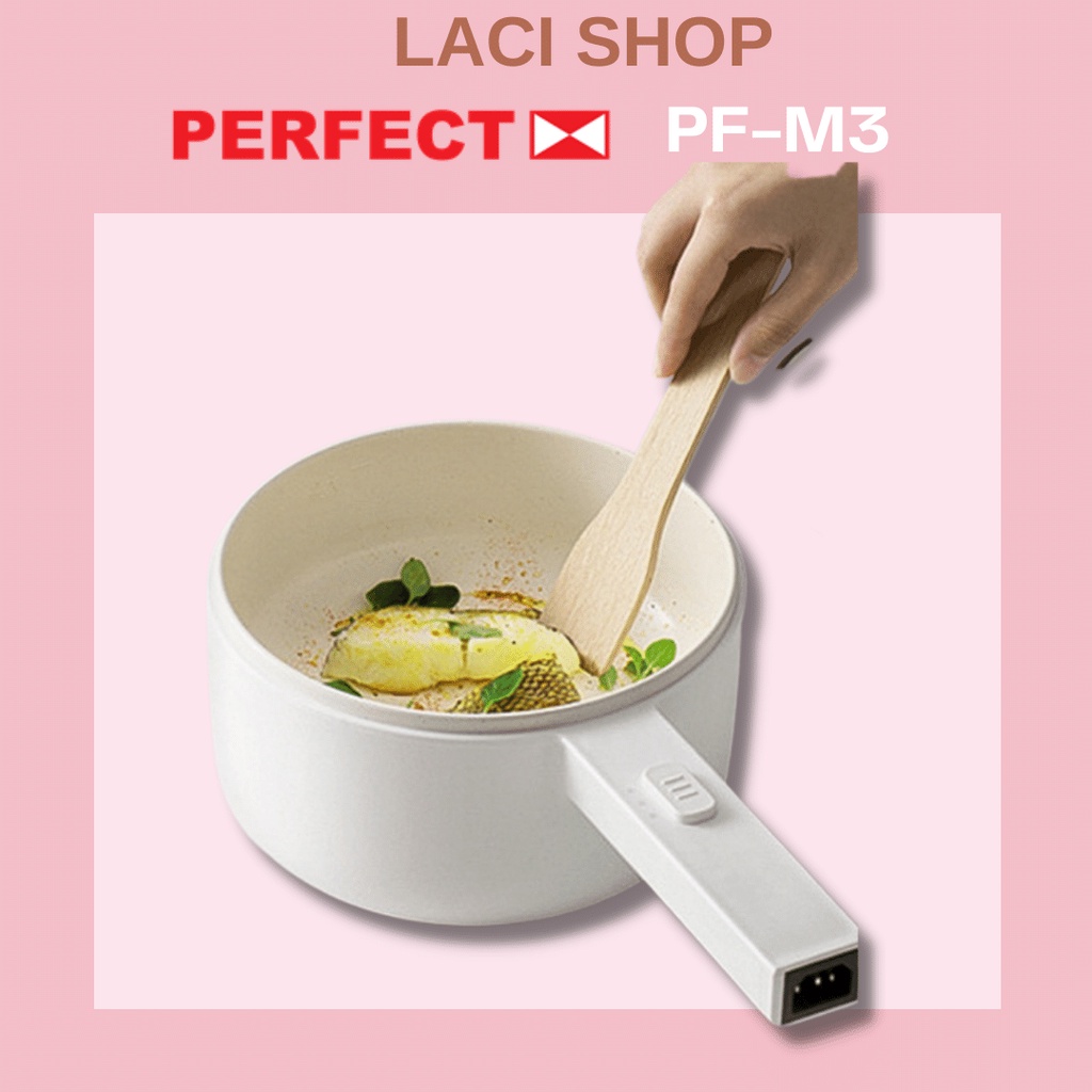 Nồi điện đa năng mini có kèm xửng hấp Perfect PF-M3 Công suất 700W tỏa nhiệt đều làm sôi nhanh nước chất liệu nhựa PP