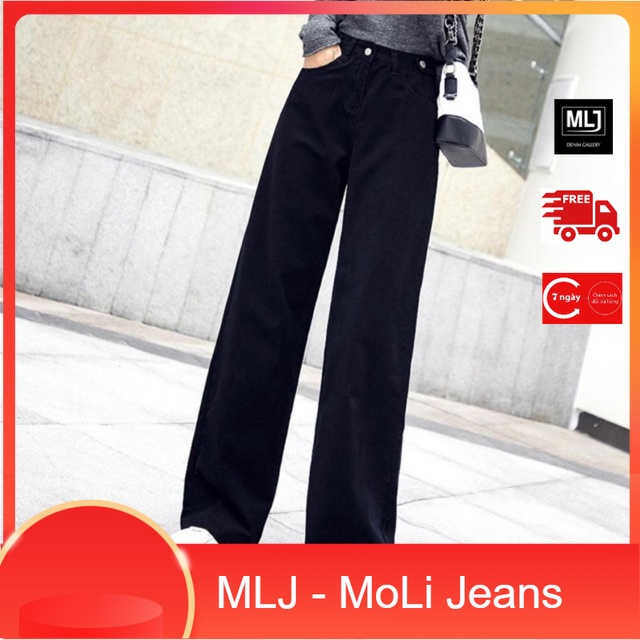 Quần jean dài ống suông rộng BIG SIZE màu đen tuyền đang cực hot 3420