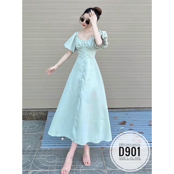 [ BIGSIZE ] Đầm maxi nút bọc cao cấp từ 55-90kg