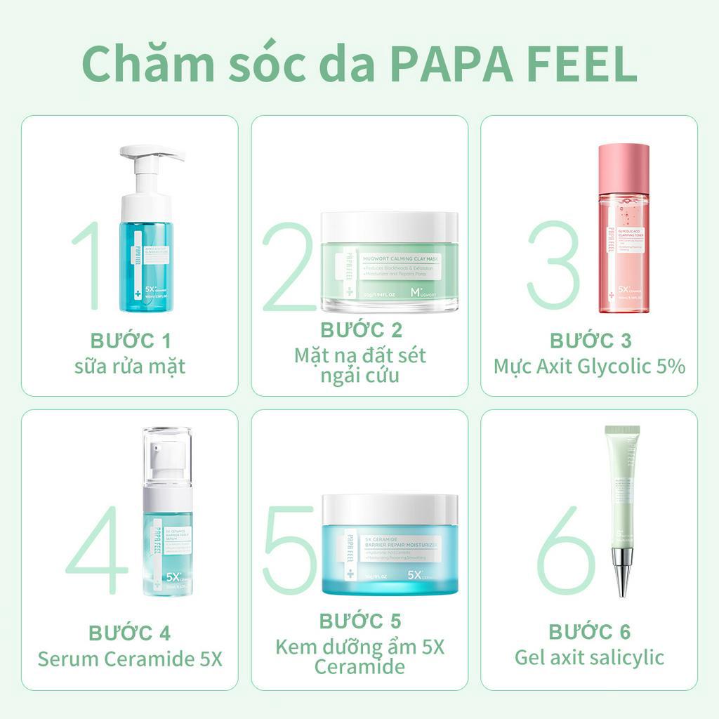 PAPA FEEL Mặt nạ đất sét chiết xuất ngải cứu cải thiện tình trạng mụn kiềm dầu dưỡng ẩm chuyên dụng 55g