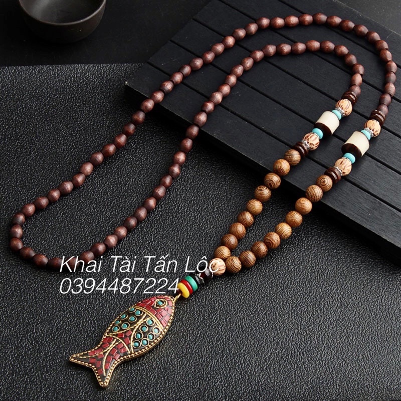 VÒNG CỔ CHUỖI HẠT HÌNH CON CÁ TÂY TẠNG